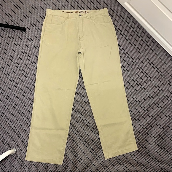 TOMMY Bahama Tan Beige Chambray Pants Tencel Cotton Blend Straight Leg Sz 38X32 - Picture 5 of 13
